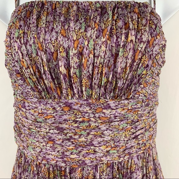 Decode 1.8 Lavendar Floral Print Spaghetti Strap 100% Silk Dress - Picture 5 of 15